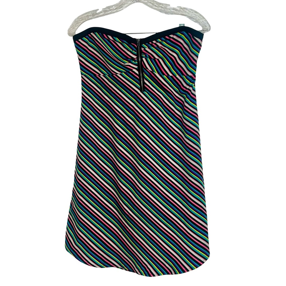Roxy Woman’s Striped Strapless Mini Dress Bandeau Top and Back Cut Out